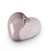 Small Ceramic Heart Shape Cremation Ashes Urn (Grey with Silver Heart Motif)